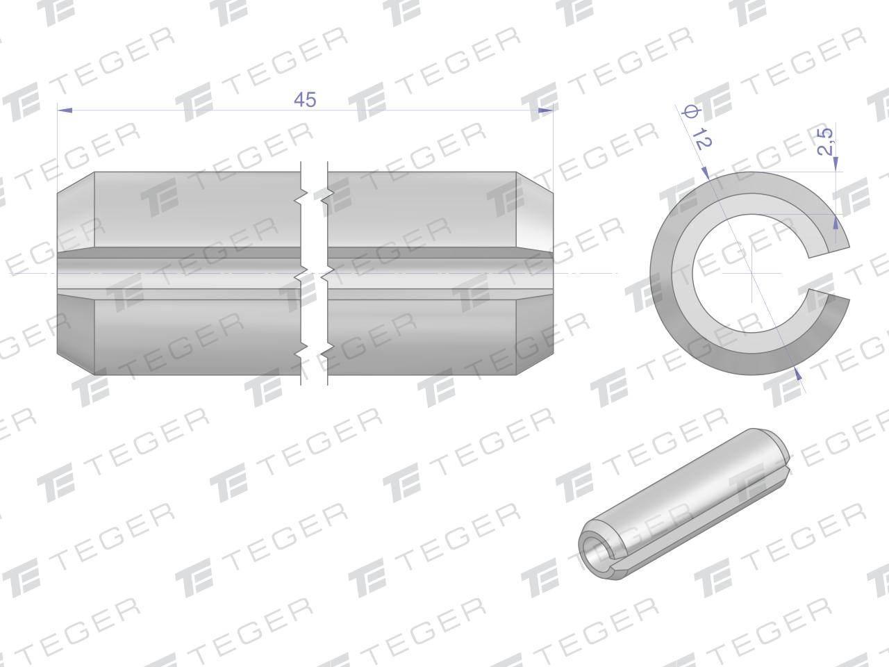 Kołek sprężysty 12x45 TEGER, 10szt T-KO-12X45 - zdjęcie 2