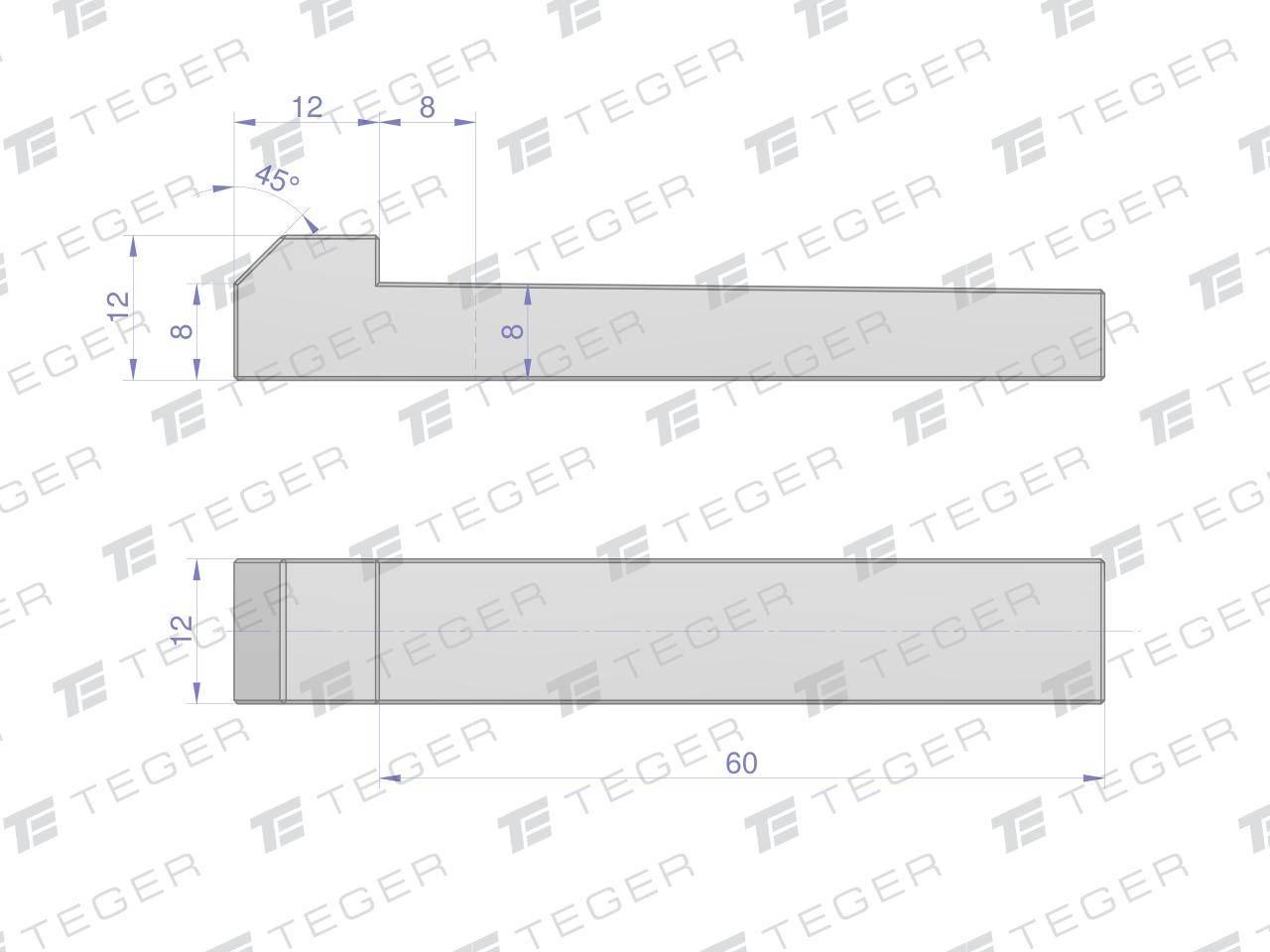 Klin z noskiem 12x8x60 TEGER, 5szt T-KL-12X8X60 - zdjęcie 2