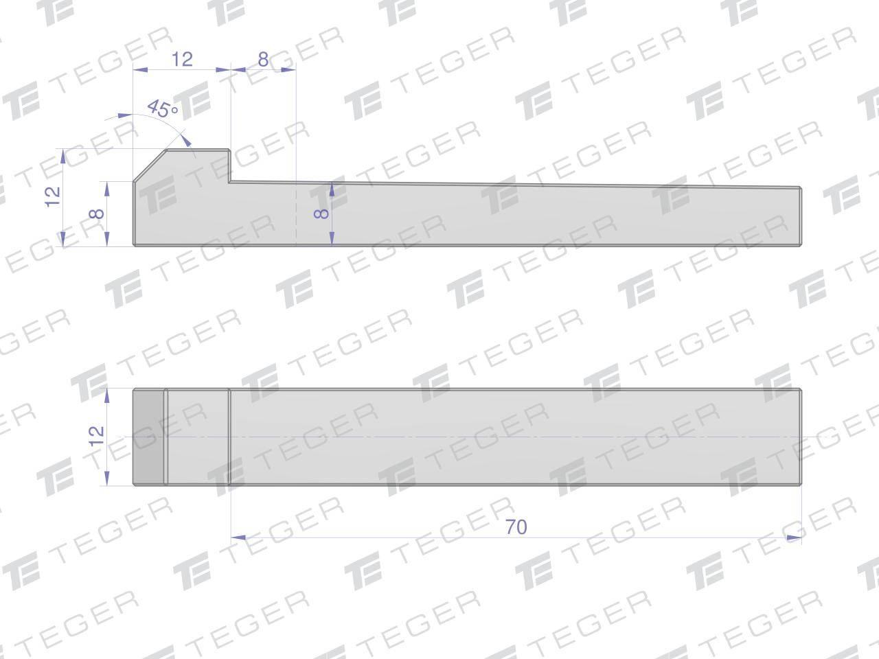 Klin z noskiem 12x8x70 TEGER, 5szt T-KL-12X8X70 - zdjęcie 2