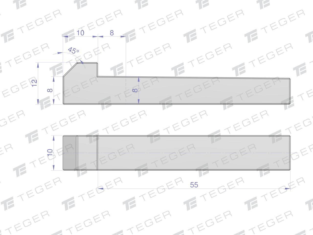 Klin z noskiem 10x8x55 TEGER, 5szt T-KL-10X8X55 - zdjęcie 2
