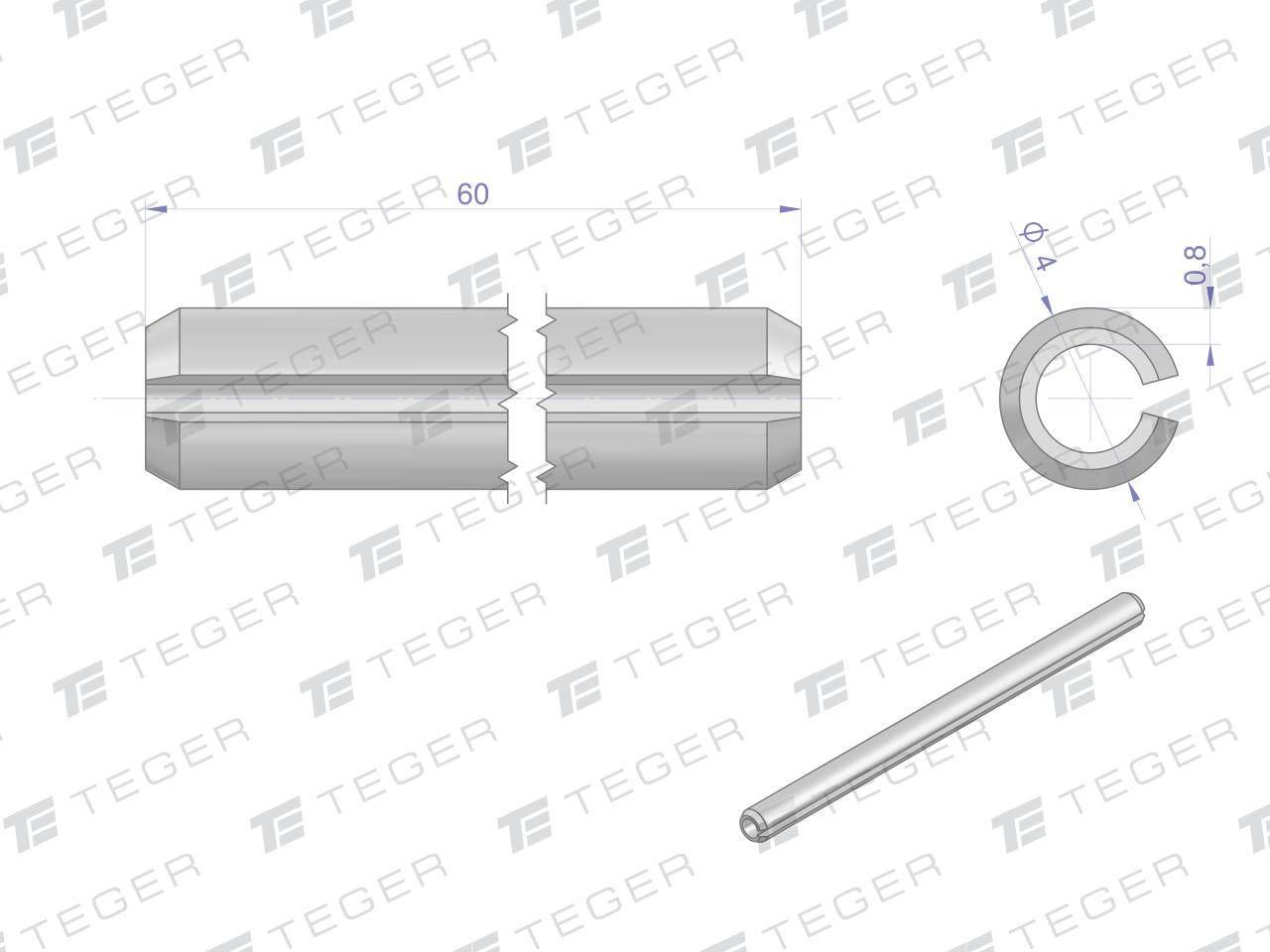 Kołek sprężysty 4x60 TEGER, 10szt T-KO-4X60 - zdjęcie 2