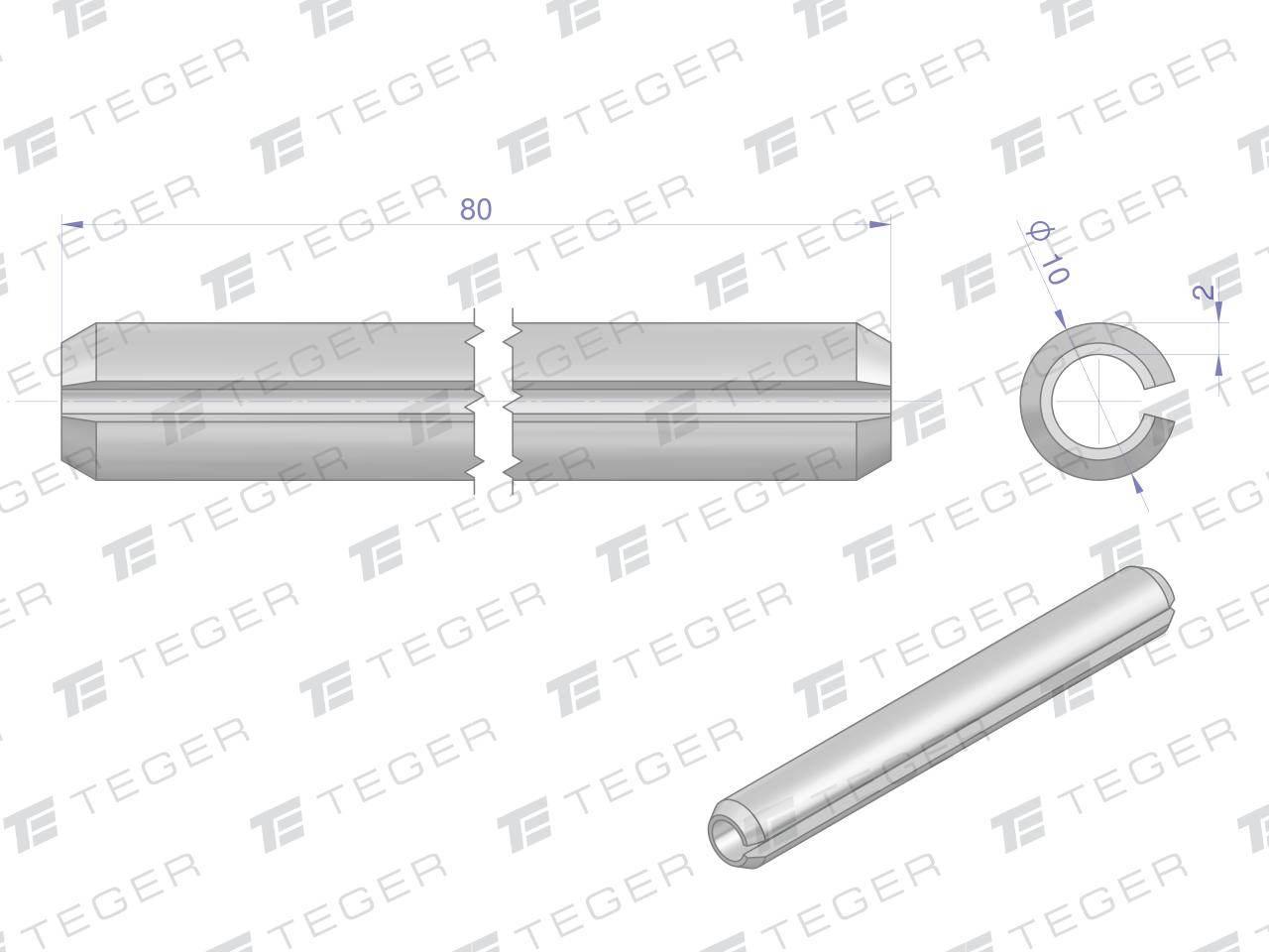 Kołek sprężysty 10x80 TEGER, 10szt T-KO-10X80 - zdjęcie 2