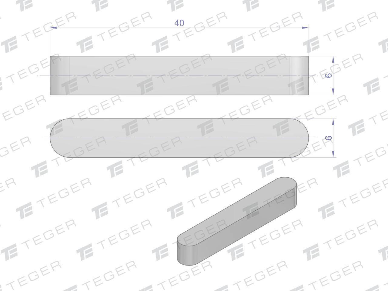 Wpust pryzmatyczny 6x6x40 TEGER, 10szt T-WPP-6X6X40 - zdjęcie 2