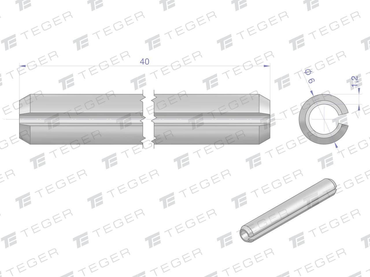 Kołek sprężysty 6x40 TEGER, 10szt T-KO-6X40 - zdjęcie 2
