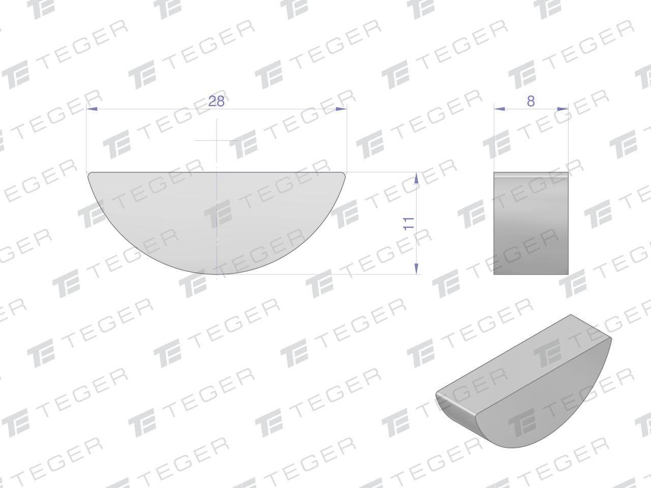Wpust czółenkowy 8x11 TEGER, 10szt T-WPC-8X11 - zdjęcie 2