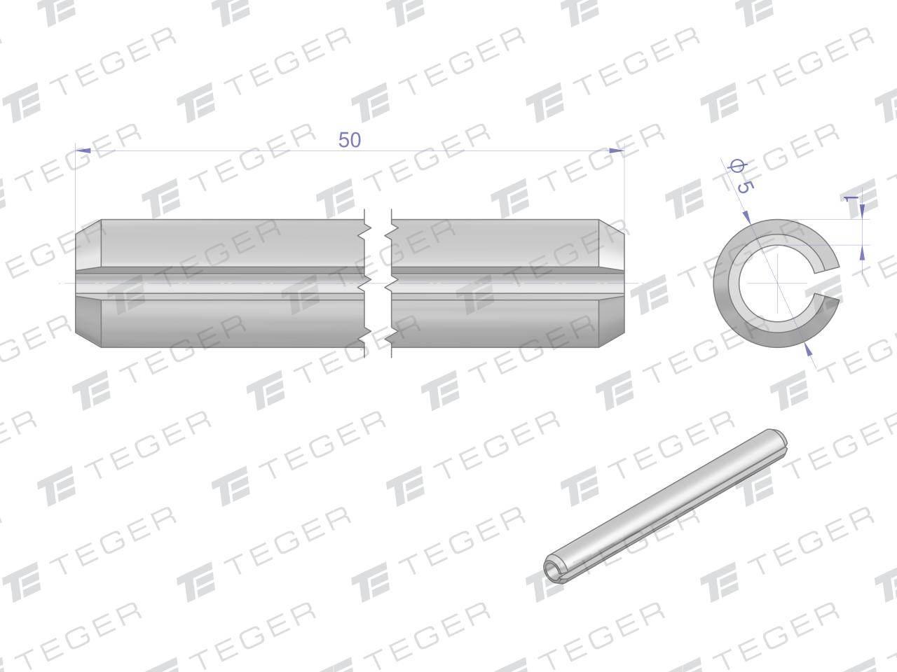 Kołek sprężysty 5x50 TEGER, 10szt T-KO-5X50 - zdjęcie 2