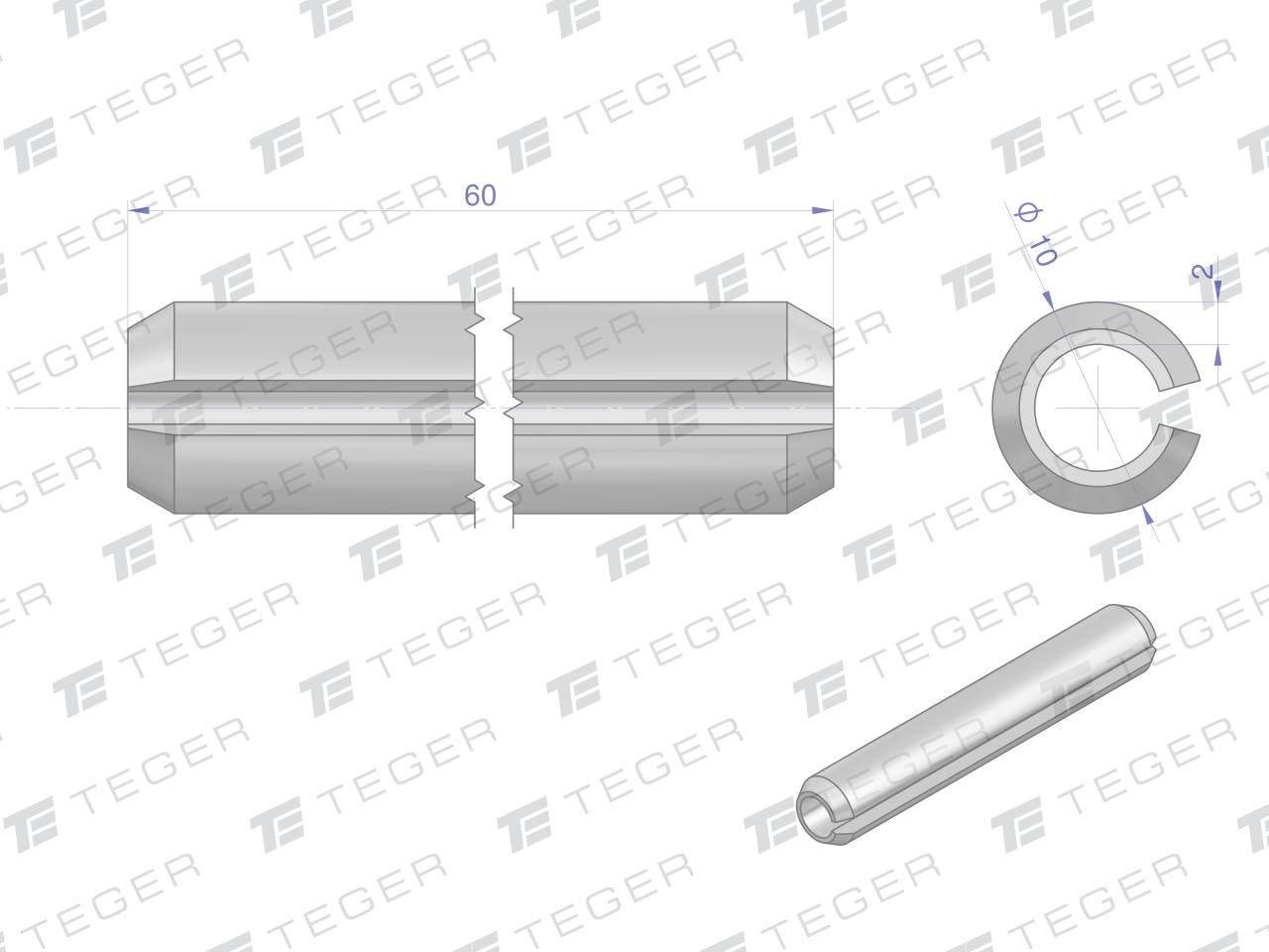 Kołek sprężysty 10x60 TEGER, 10szt T-KO-10X60 - zdjęcie 2