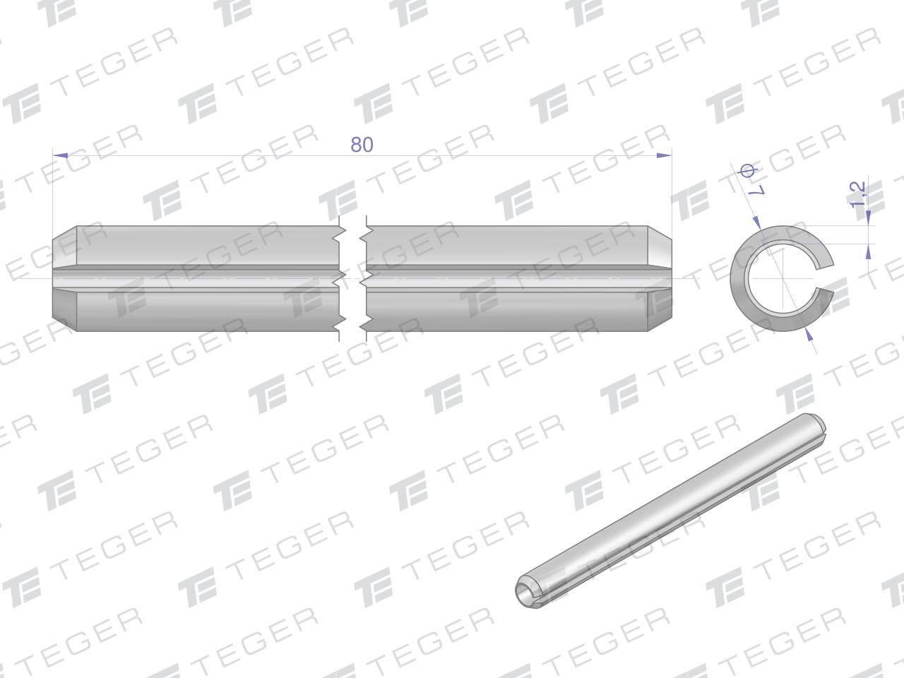 Kołek sprężysty 7x80 TEGER, 10szt T-KO-7X80 - zdjęcie 2