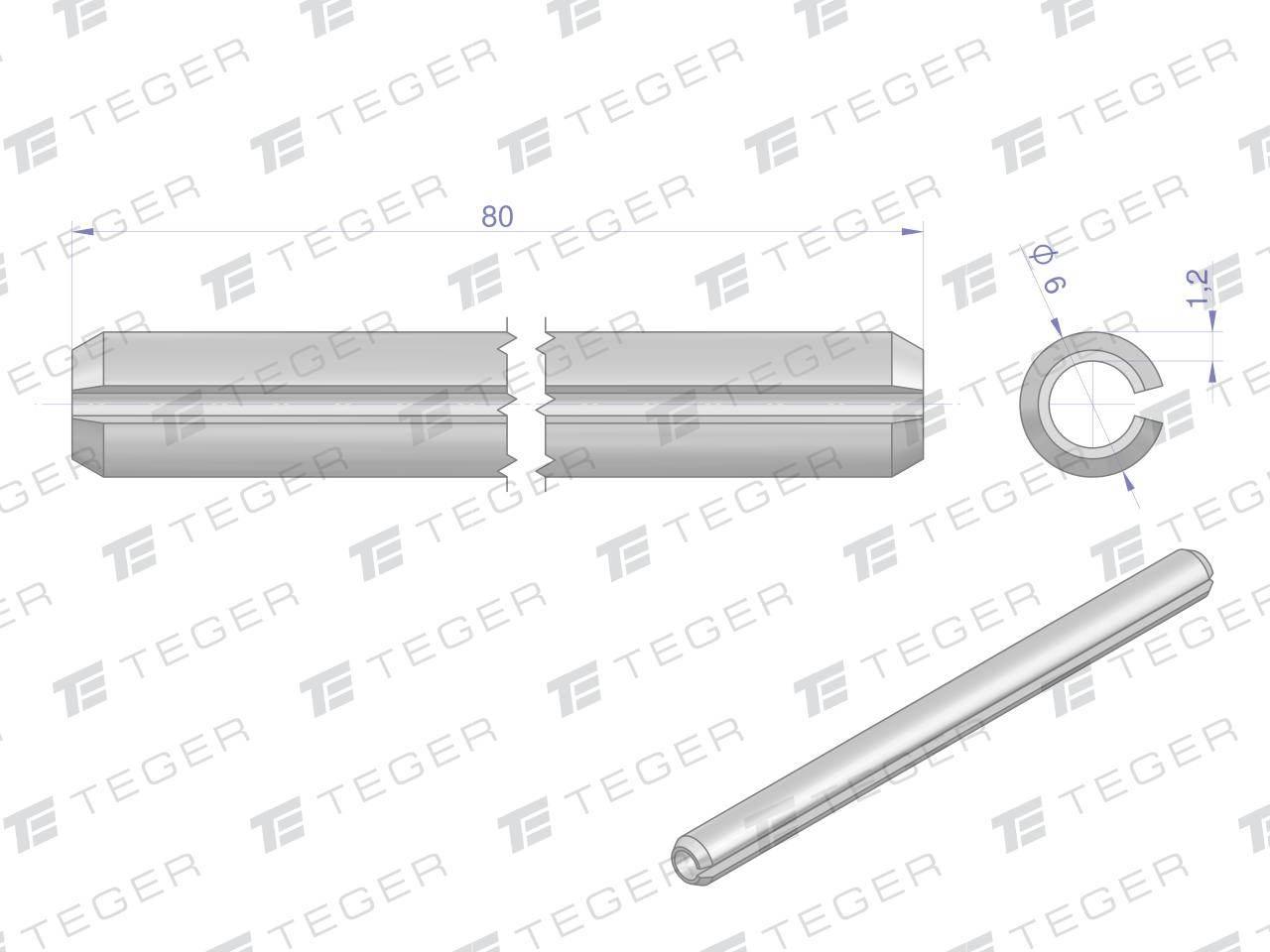 Kołek sprężysty 6x80 TEGER, 10szt T-KO-6X80 - zdjęcie 2