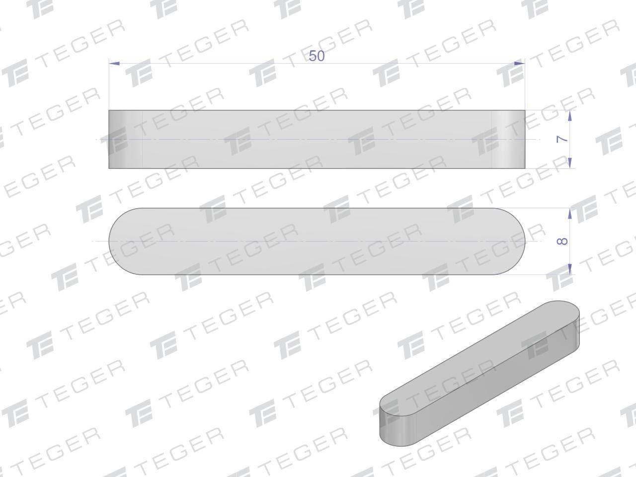 Wpust pryzmatyczny 8x7x50 TEGER, 10szt T-WPP-8X7X50 - zdjęcie 2
