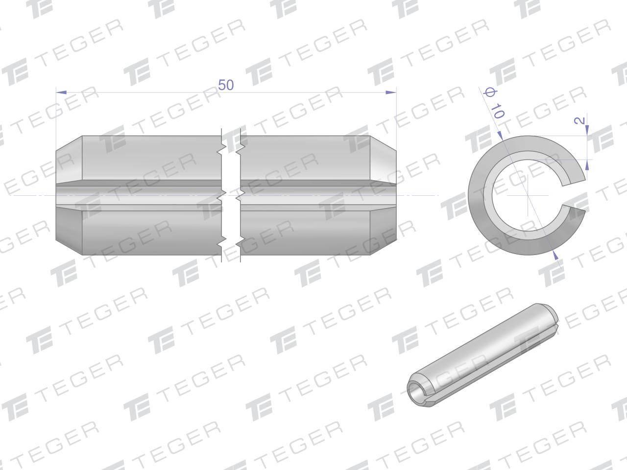 Kołek sprężysty 10x50 TEGER, 10szt T-KO-10X50 - zdjęcie 2
