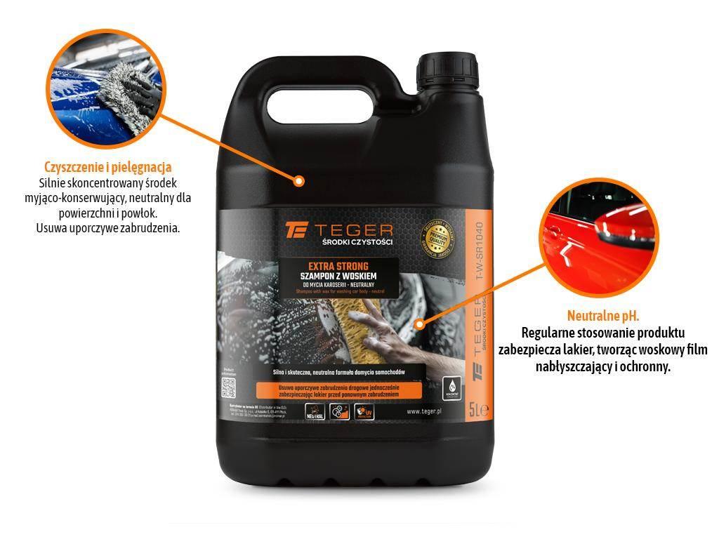 Szampon z woskiem do mycia karoserii - neutralny - EXTRA STRONG, 5l - konce - zdjęcie 2