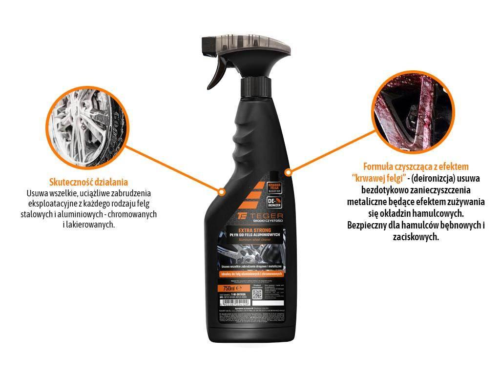 Płyn do mycia felg aluminiowych EXTRA STRONG (krwawa felga), 750ml - atomiz - zdjęcie 2