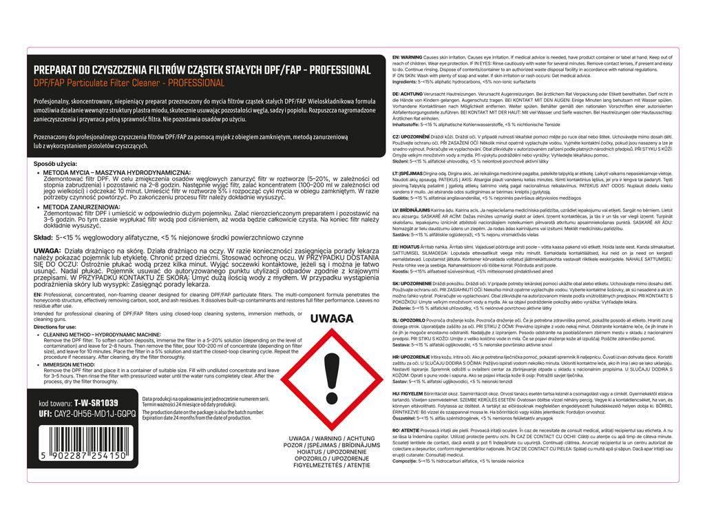 Preparat do czyszczenia filtrów cząstek stałych DPF/FAP - PROFESSIONAL, 5l, - zdjęcie 3