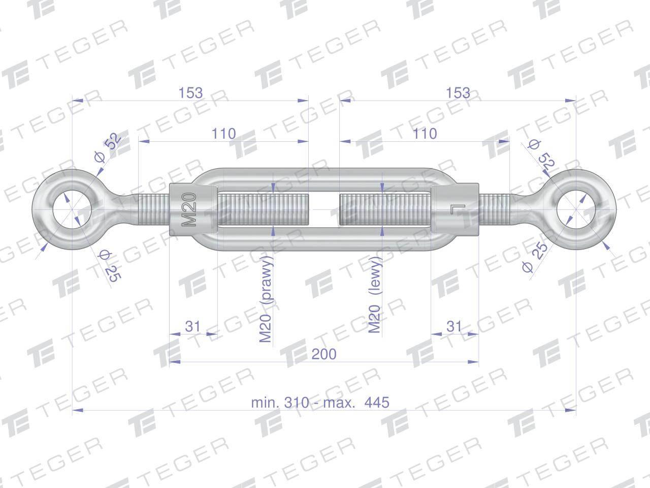 Śruba rzymska oko-oko 20x200 TEGER 5szt T-SR-O/O-20 - zdjęcie 2
