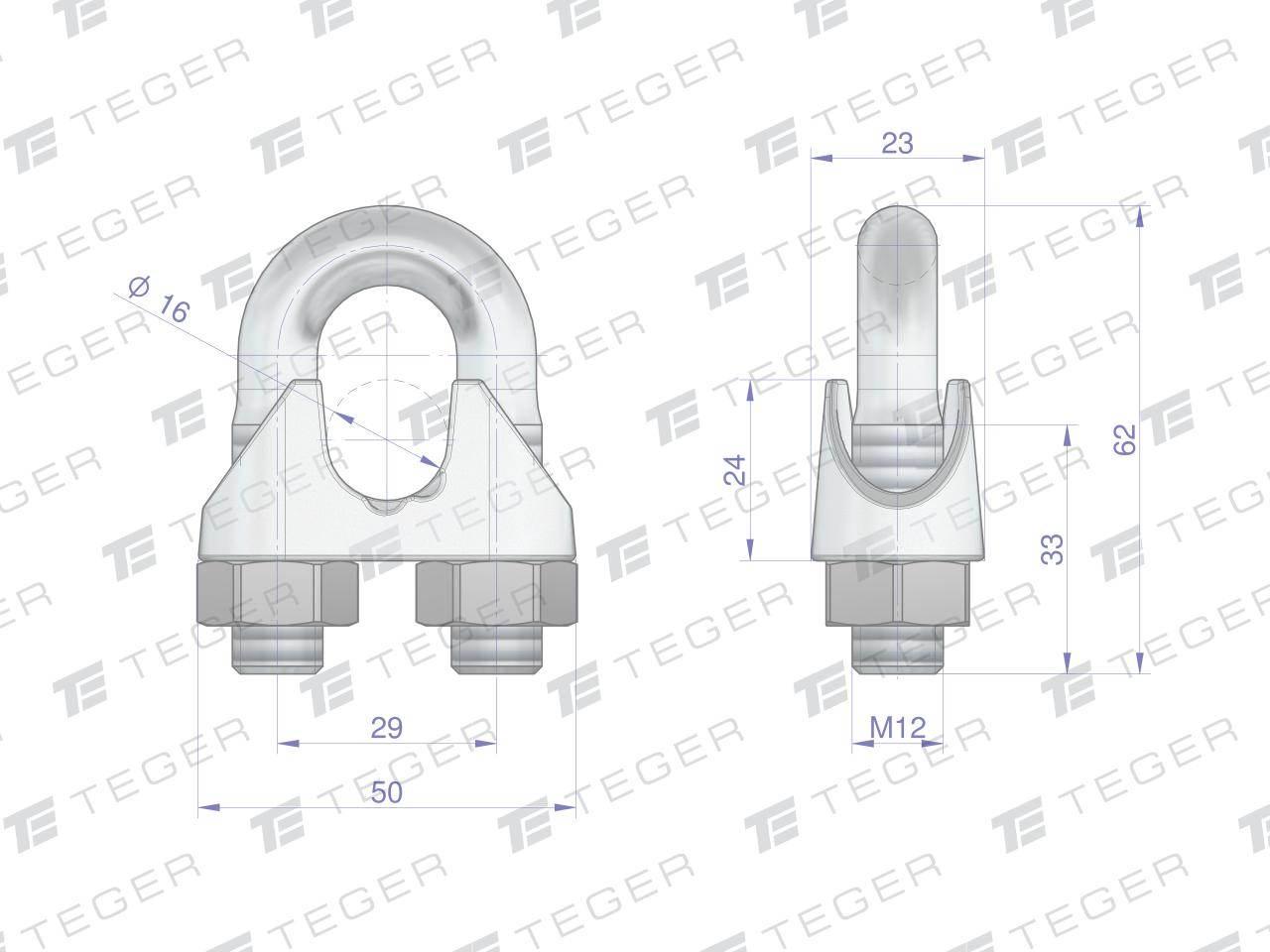 Zacisk linki stalowej 16mm TEGER, 10szt T-ZLS-16 - zdjęcie 2