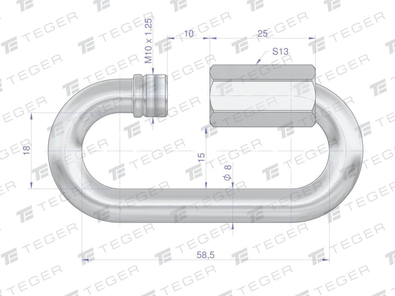 Ogniwo skręcane 8mm TEGER, 10szt T-OS-8 - zdjęcie 2