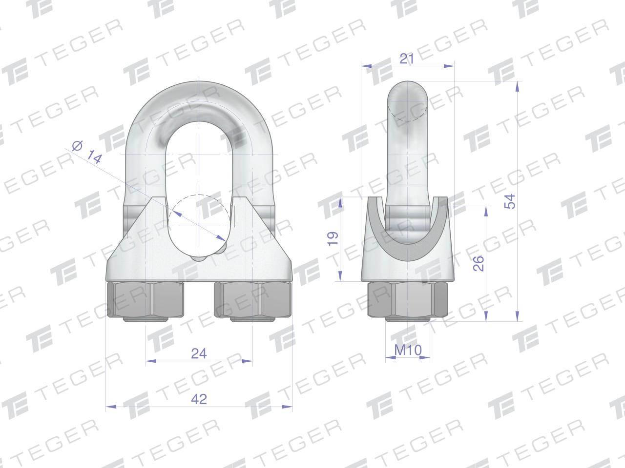 Zacisk linki stalowej 14mm TEGER, 10szt T-ZLS-14 - zdjęcie 2