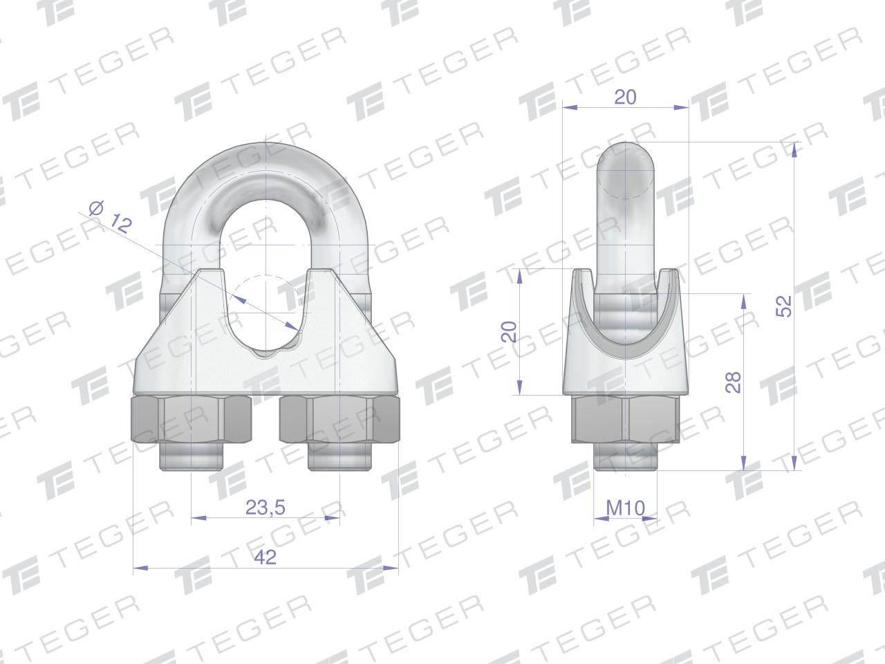 Zacisk linki stalowej 12mm TEGER, 10szt T-ZLS-12 - zdjęcie 2