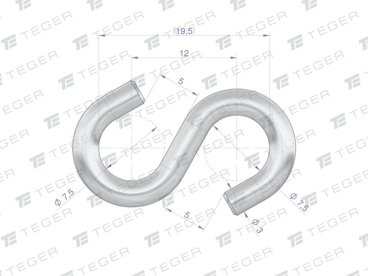 Łącznik typu S 3mm TEGER, 10szt T-LS-3 - zdjęcie 2