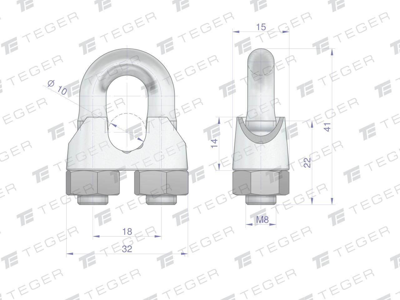 Zacisk linki stalowej 10mm TEGER, 10szt T-ZLS-10 - zdjęcie 2