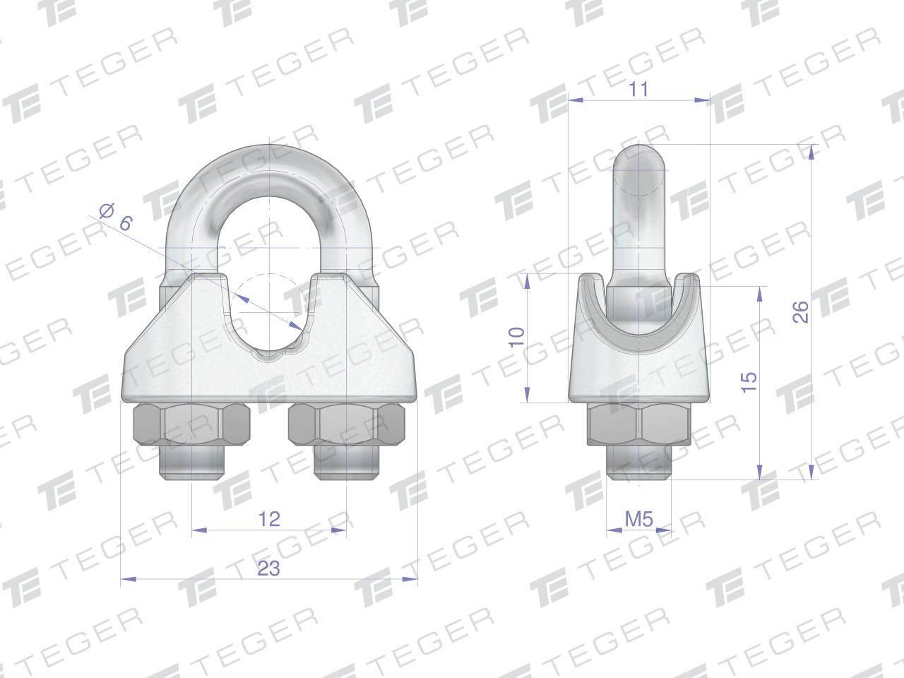 Zacisk linki stalowej 6mm TEGER, 10szt T-ZLS-6 - zdjęcie 2