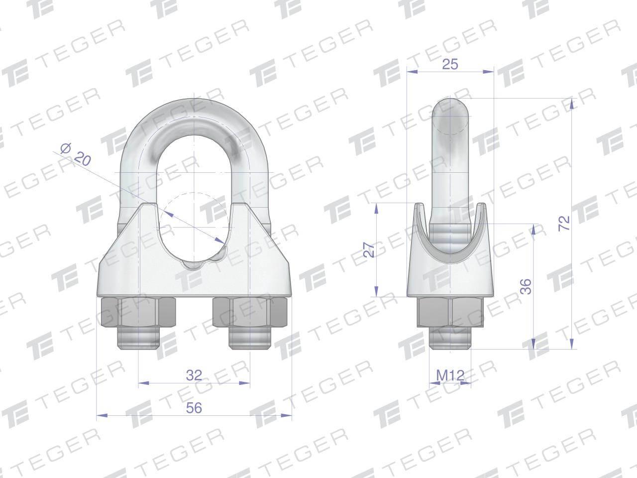 Zacisk linki stalowej 20mm TEGER, 10szt T-ZLS-20 - zdjęcie 2