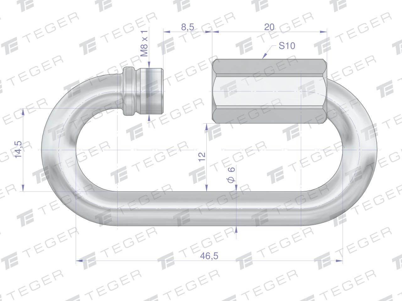 Ogniwo skręcane 6mm TEGER, 25szt T-OS-6 - zdjęcie 2