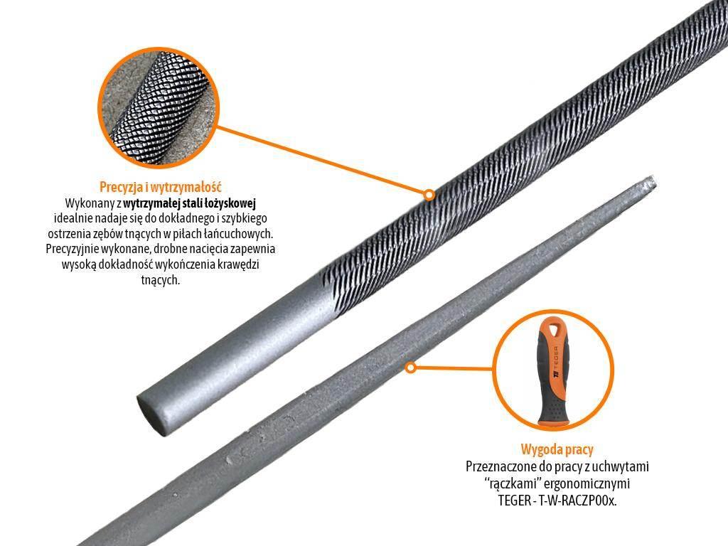 Pilnik okrągły do ostrzenia łańcucha, 4.8/200mm - 0,325" szt), Teger 12szt - zdjęcie 2