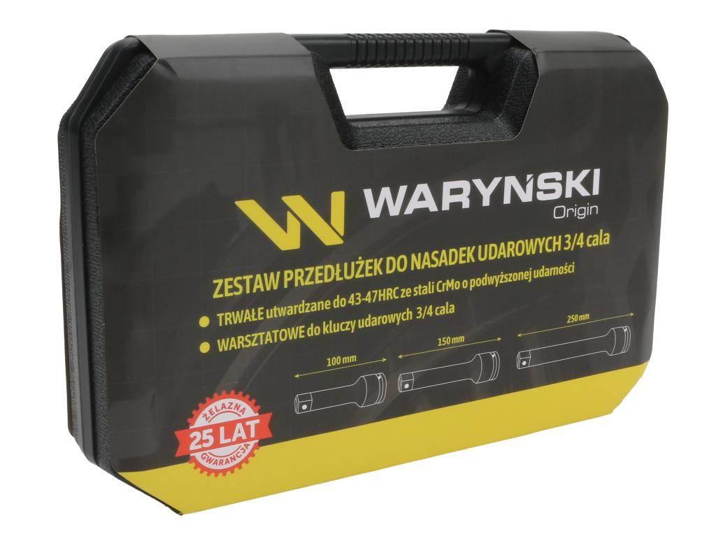 Zestaw przedłużek do nasadek udarowych, 3/4 cala 100 150 i 250 mm z utwardz