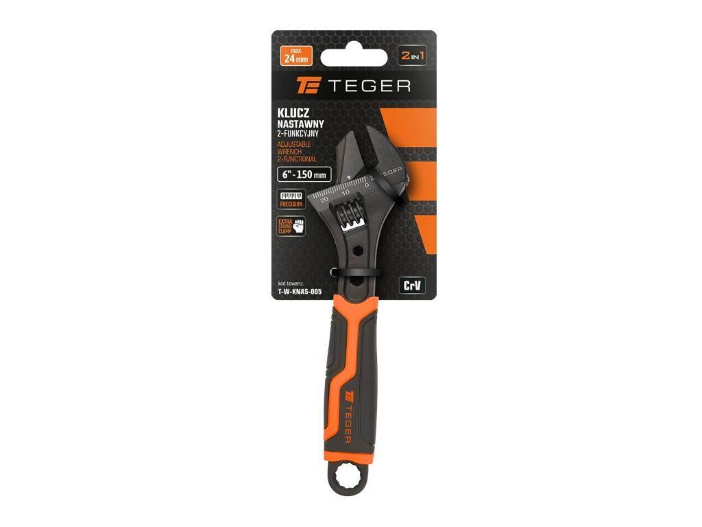 Klucz nastawny, 2-funkcyjny 6" 150 mm, Teger T-W-KNAS-005 - zdjęcie 3