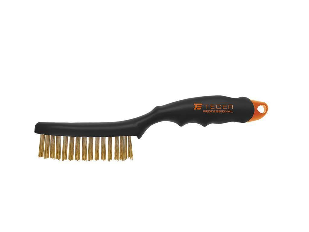 Szczotka druciana do rdzy PROFESSIONAL , drut mosiężny / 4 rzędowa, z plast