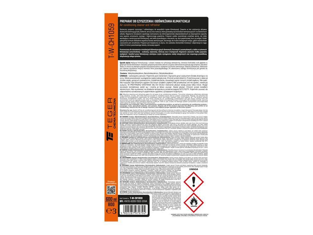 Preparat do czyszczenia i odświeżania klimatyzacji, 600 ml, Teger - zdjęcie 3