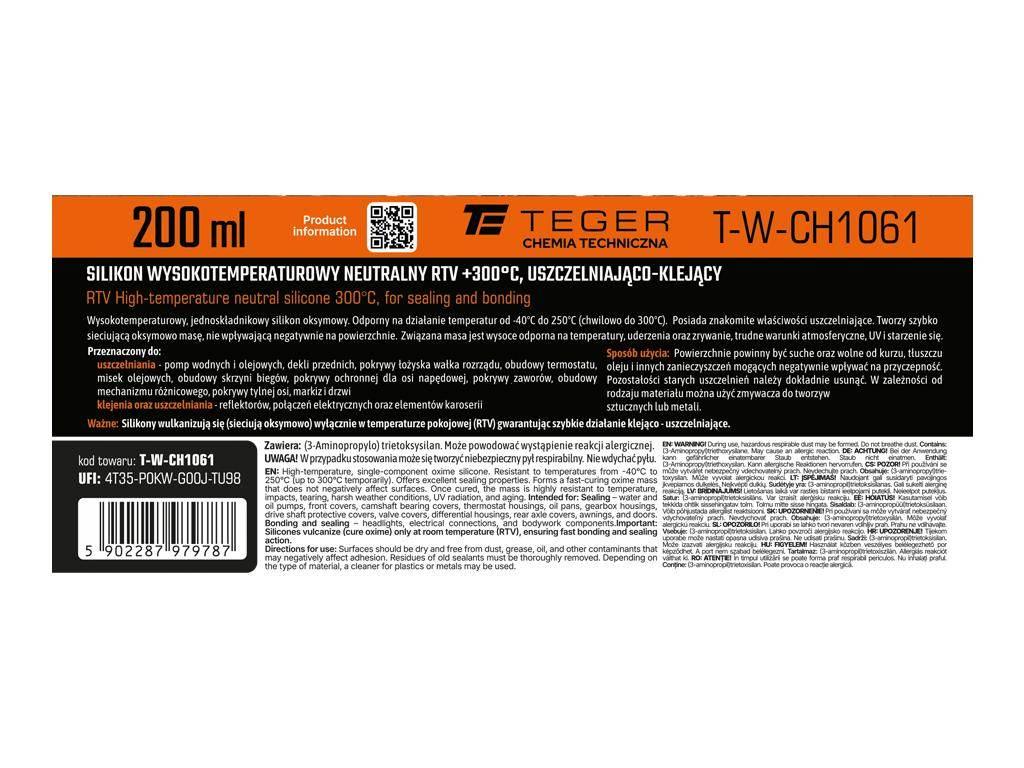Silikon wysokotemperaturowy neutralny, RTV +300°C, uszczelniająco-klejący, - zdjęcie 3