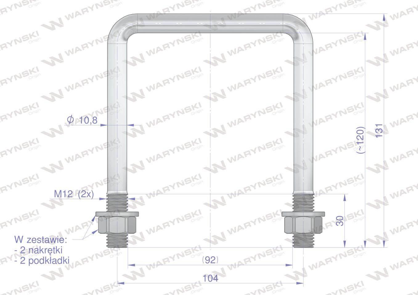 Jarzmo, Cybant, M12 92x120, Waryński W-M12-90X120 - zdjęcie 3