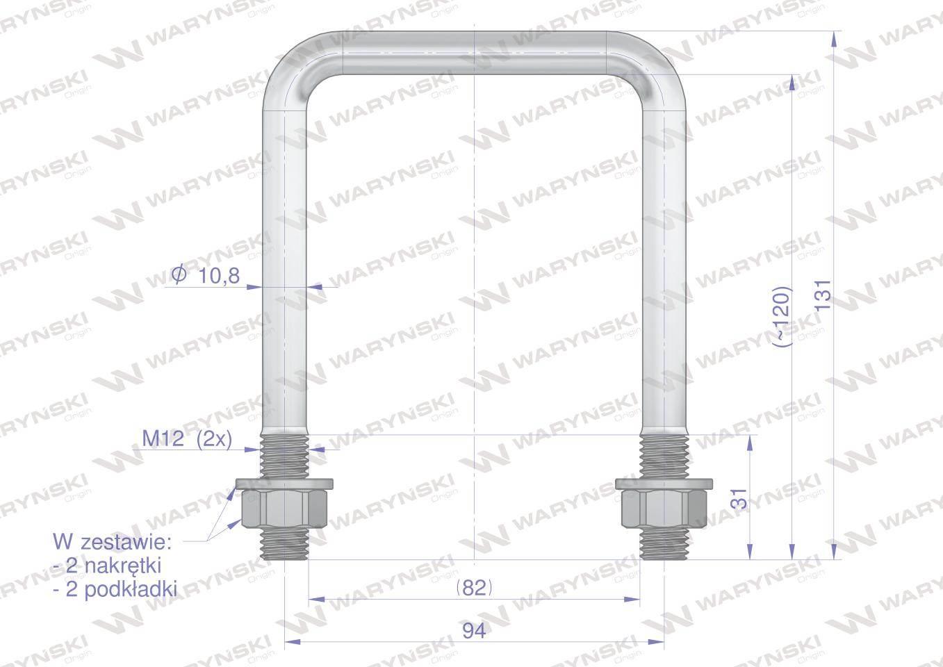 Jarzmo, Cybant, M12 82X120, 2553361110/U, Waryński W-M12-80X120 - zdjęcie 3