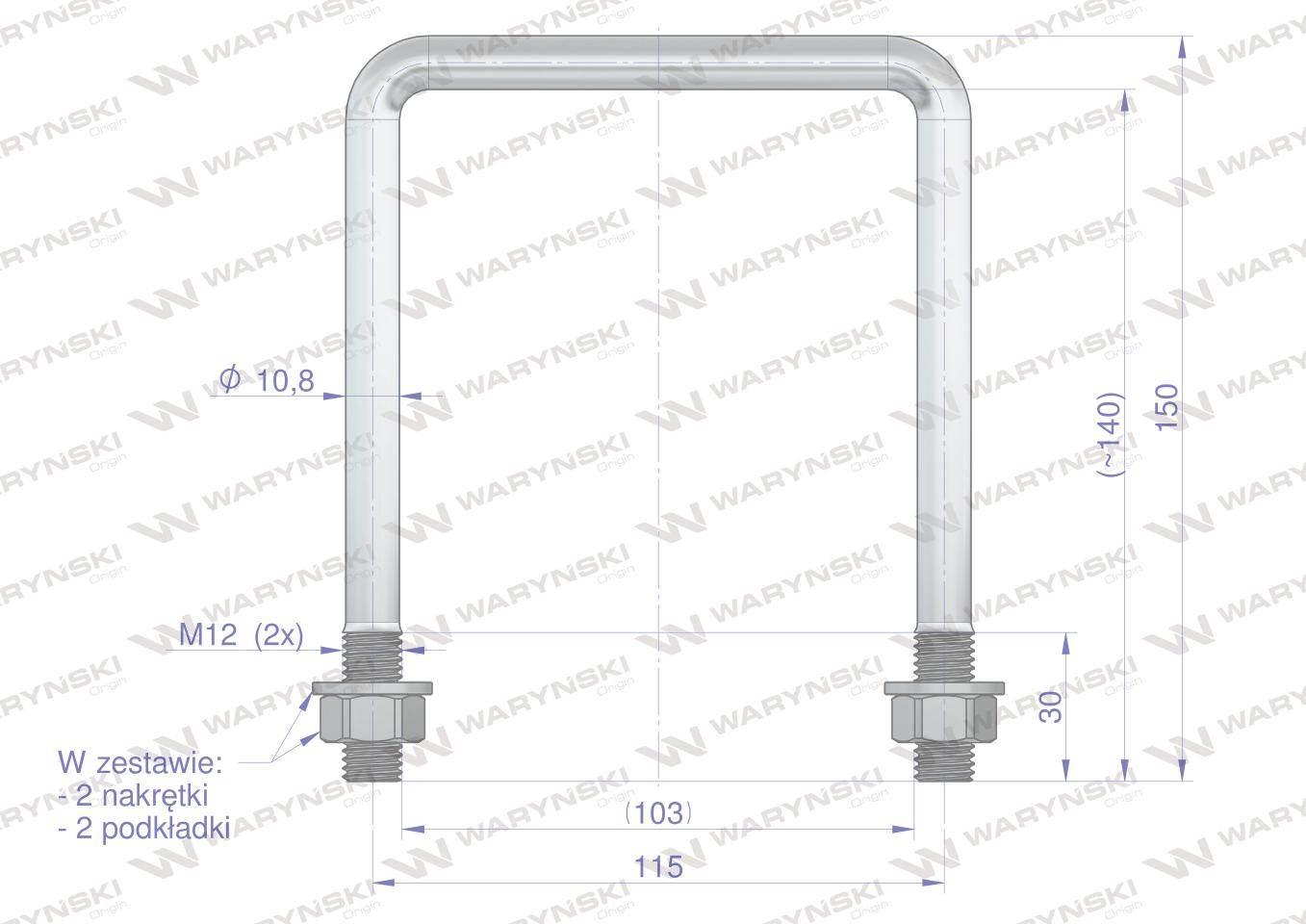 Jarzmo, Cybant, M12 103x140, 1717000010/U, Waryński W-M12-100X140 - zdjęcie 3