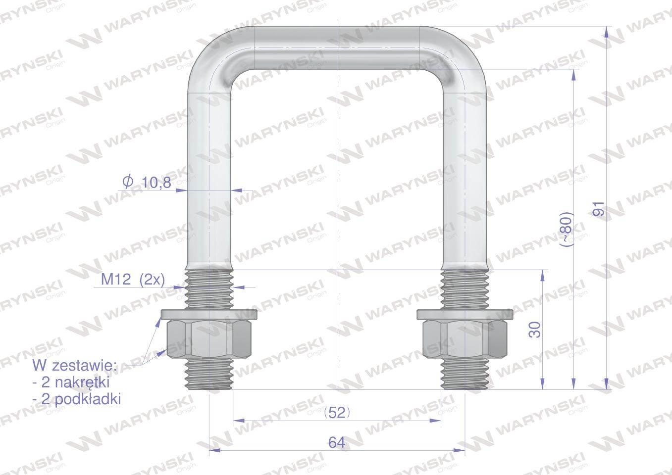 Jarzmo, Cybant, M12 52x80, Waryński W-M12-50X80 - zdjęcie 3