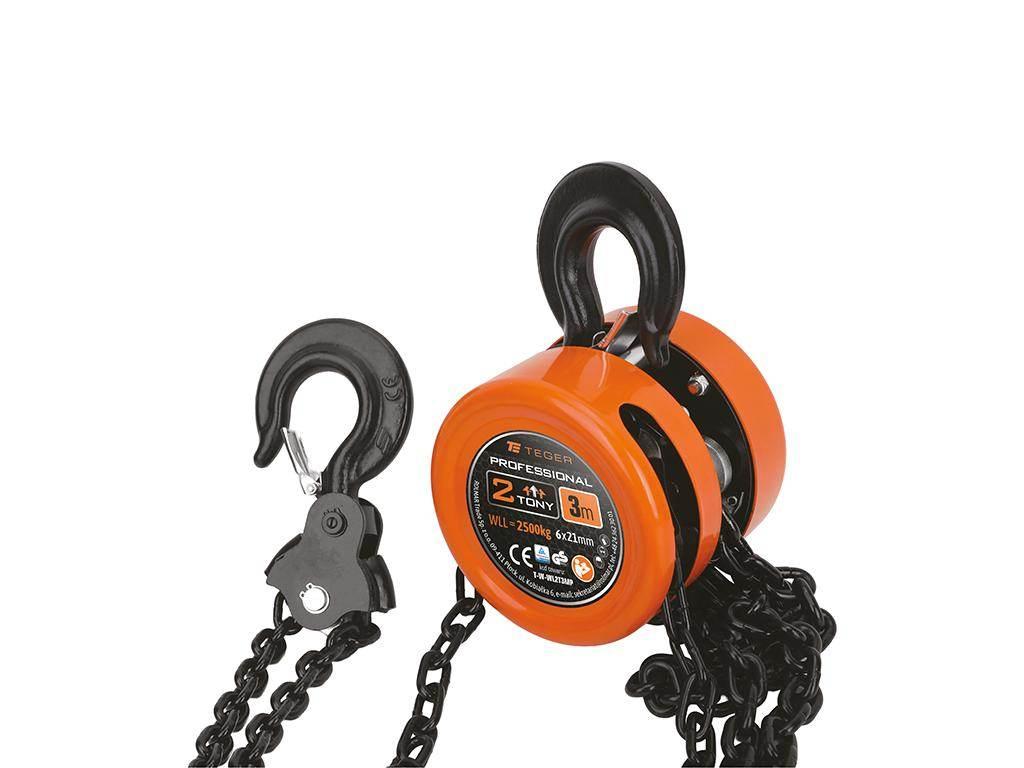 Wciągarka łańcuchowa PROFESSIONAL, 2T, 3m, cert. CE, Teger T-W-WL2T3MP