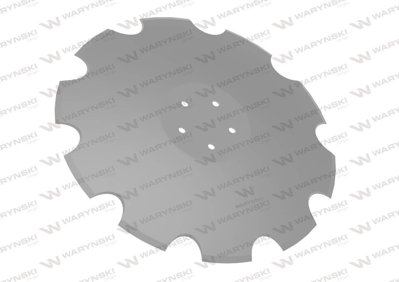 Talerz, uzębiony Z-10 fi 510 mocowanie 5/98 grubość 4 mm stal borowa prosta