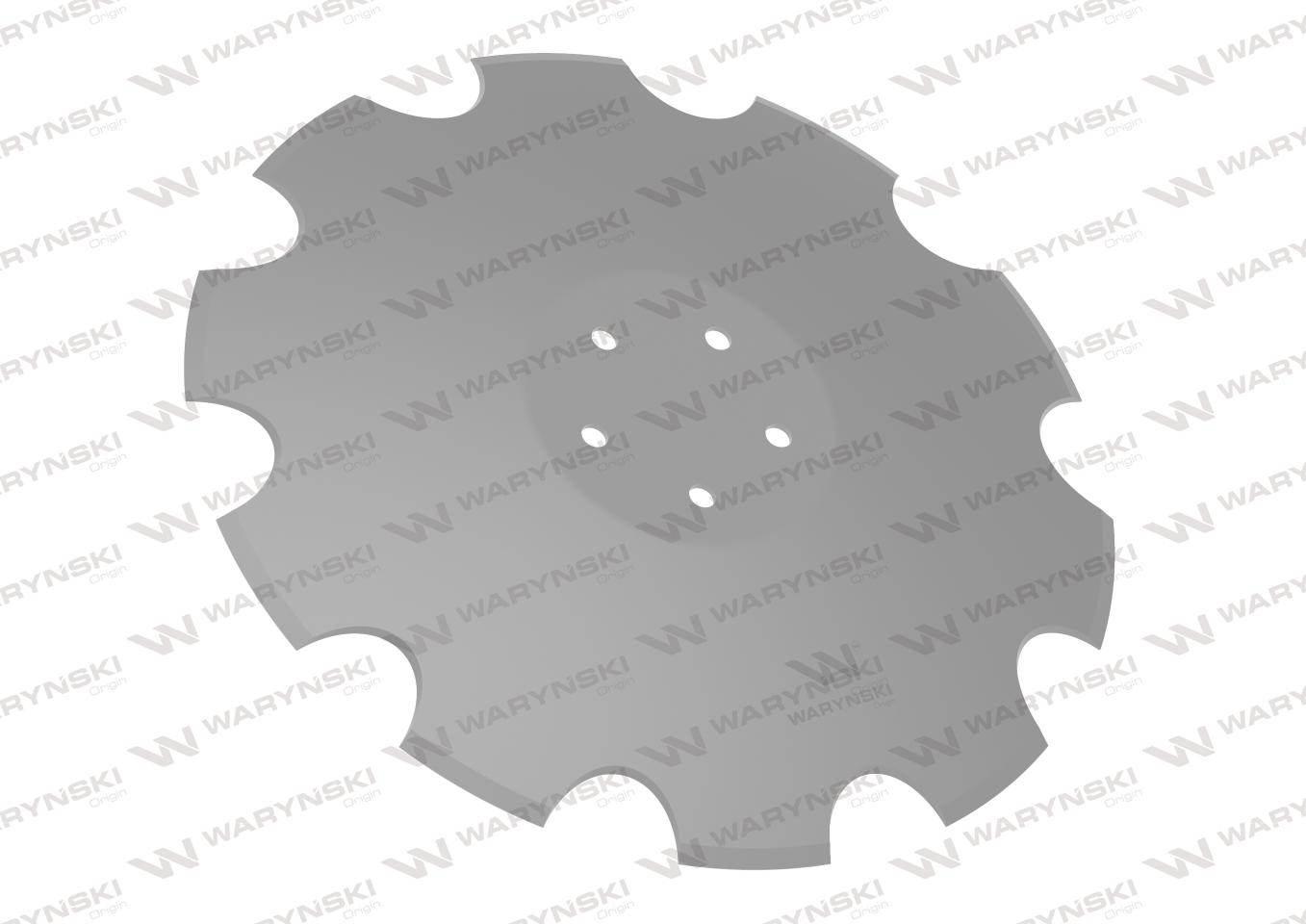 Talerz, uzębiony Z-10 fi 460 mocowanie 5/98 grubość 3,5 mm stal borowa pros