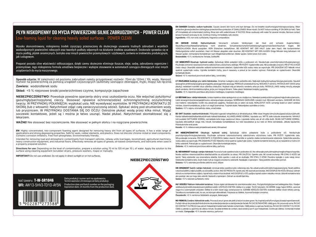 Płyn niskopienny do mycia powierzchni silnie zabrudzonych POWER CLEANING, 5 - zdjęcie 3