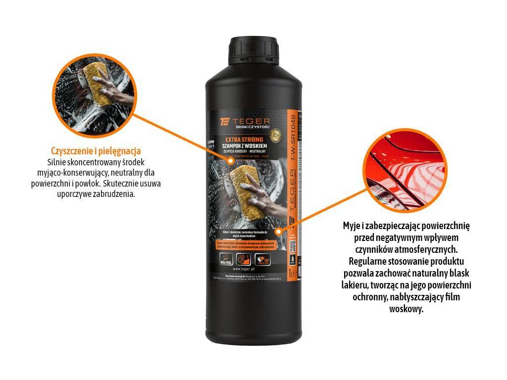 Szampon z woskiem do mycia karoserii - neutralny - EXTRA STRONG, 1l - konce - zdjęcie 2
