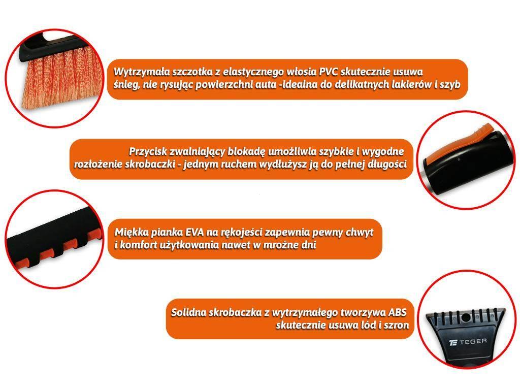 Skrobaczka do szyb teleskopowa 78-100cm TEGER T-SKRT - zdjęcie 2