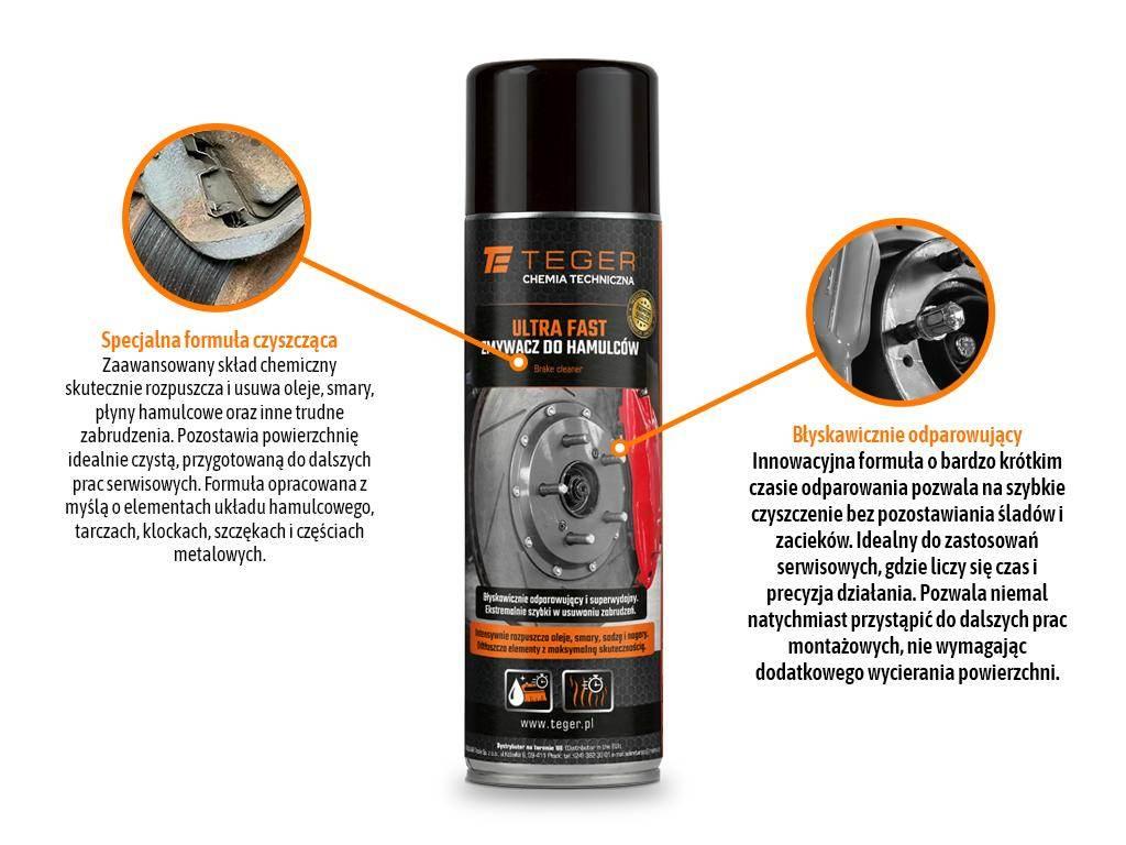 Zmywacz do hamulców ULTRA FAST, 500 ml, Teger T-W-CH1021UF - zdjęcie 2