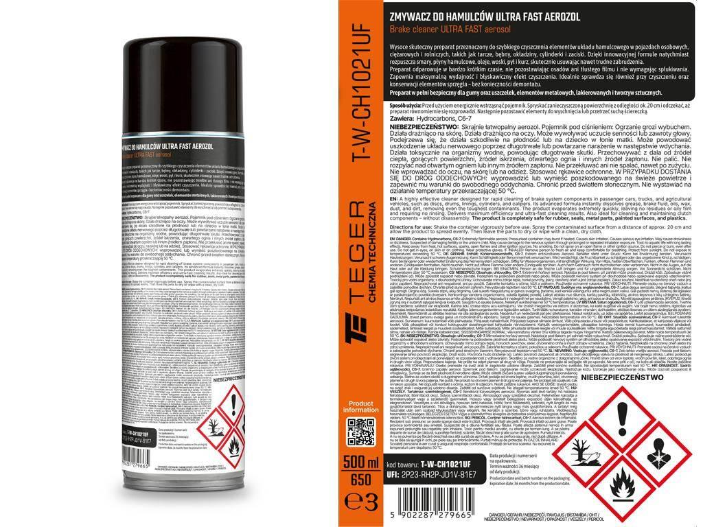 Zmywacz do hamulców ULTRA FAST, 500 ml, Teger T-W-CH1021UF - zdjęcie 3
