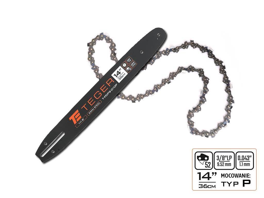 Zestaw tnący, 14" (36 cm) prowadnica + łańcuch, 3/8", 1,1 mm, 52 og., 7z, m - zdjęcie 2