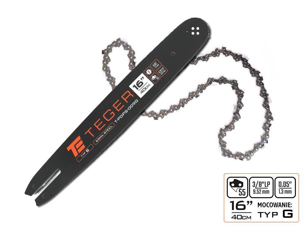 Zestaw tnący, 16" (40 cm) prowadnica + łańcuch, 3/8", 1,3 mm, 55 og., 9z, m - zdjęcie 2