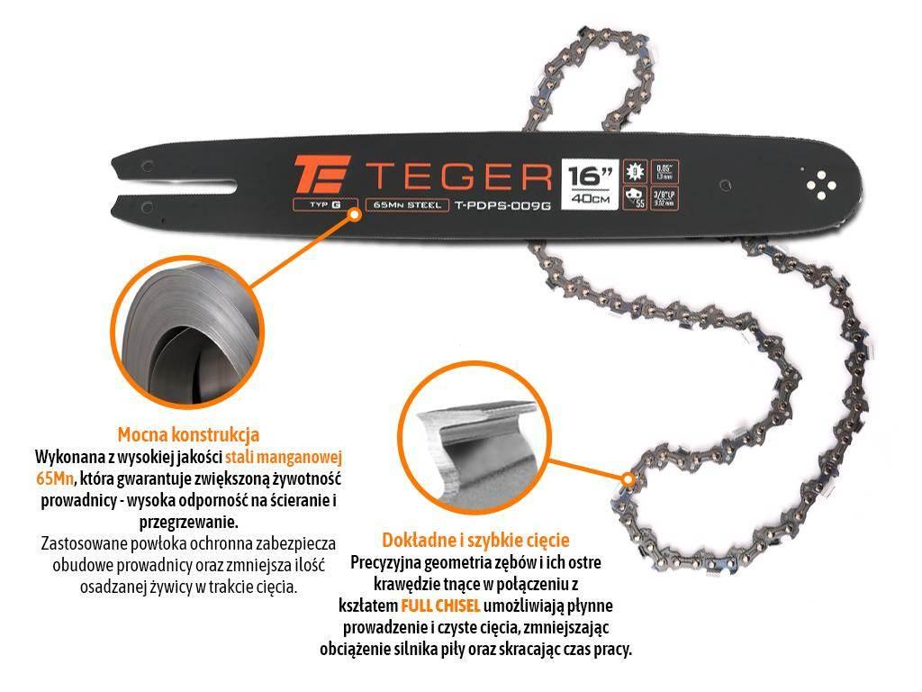 Zestaw tnący, 16" (40 cm) prowadnica + łańcuch, 3/8", 1,3 mm, 55 og., 9z, m - zdjęcie 3