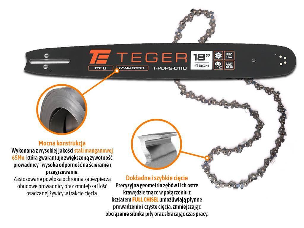 Zestaw tnący, 18" (45 cm) prowadnica + łańcuch, 0,325" 1,3mm 72 og., 12z, m - zdjęcie 3